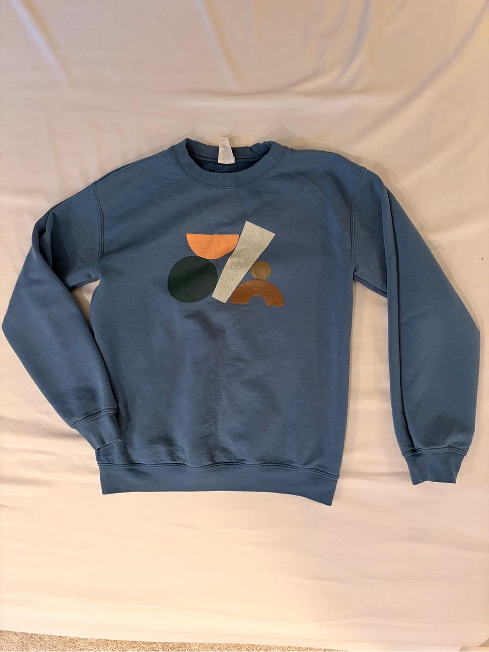 GILDAN Geometric Graphic Crewneck Sweatshirt | Slate Blue  - Size S